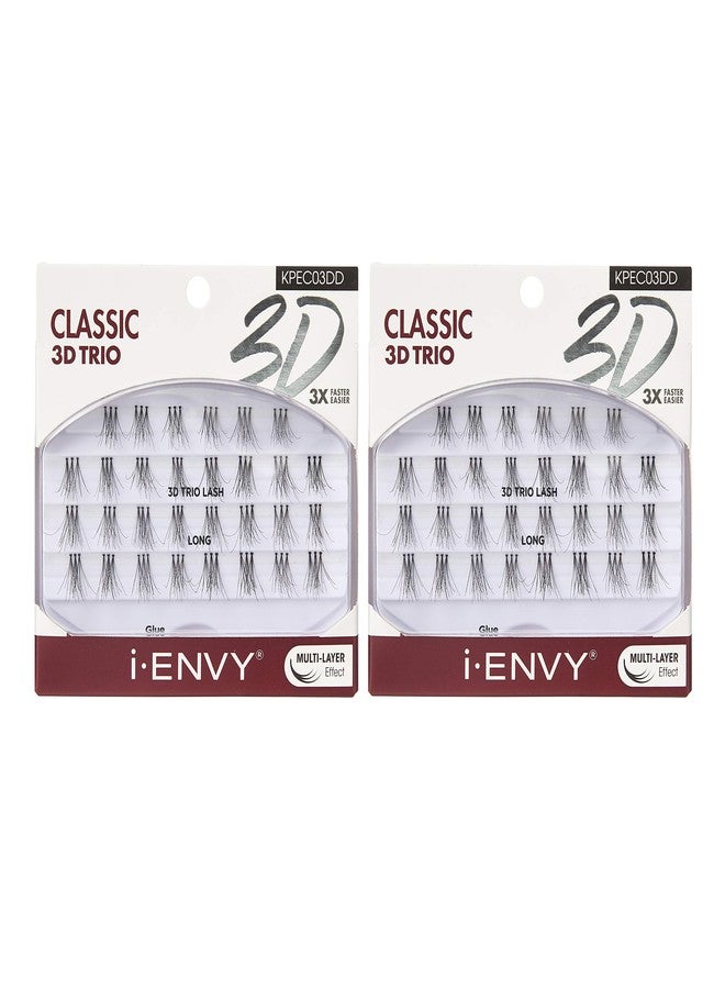 i.Envy iENVY by KISS 3D Trio Lashes Classic Long (2 PACK) Naturally Fluffy 3X Easier and Faster Application - Image 1