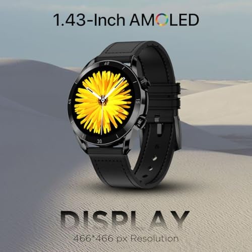Fire-Boltt Legacy Luxury Round Smart Watch 1.43″ Super AMOLED, Bluetooth Calling, Wireless Charging, Voice Assistant, SPO₂ & Heart Rate Monitor, 110+ Sports Modes, Smart Watch for Men & Women - Black - Image 3