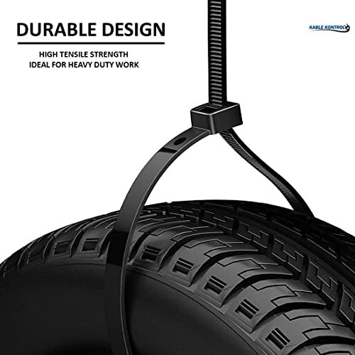 Kable Kontrol Cable Zip Ties 100 Pcs 11 Inch Black, 50 Lbs Tensile Strength, Self-locking UV Resistant Plastic Nylon Wire Ties, for Indoor or Outdoor Use - Image 4