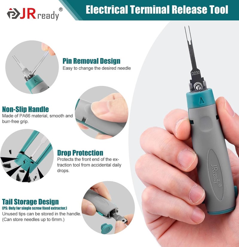JRready Terminal Removal Tool Automotive Depinning Tool Kit for TE AMP Delphi Molex Deutsch DTDTMDTPJPT Connectors for Electrial Pin Extraction Release and Appliance Repairs JRconDRK00A1002 - Image 5