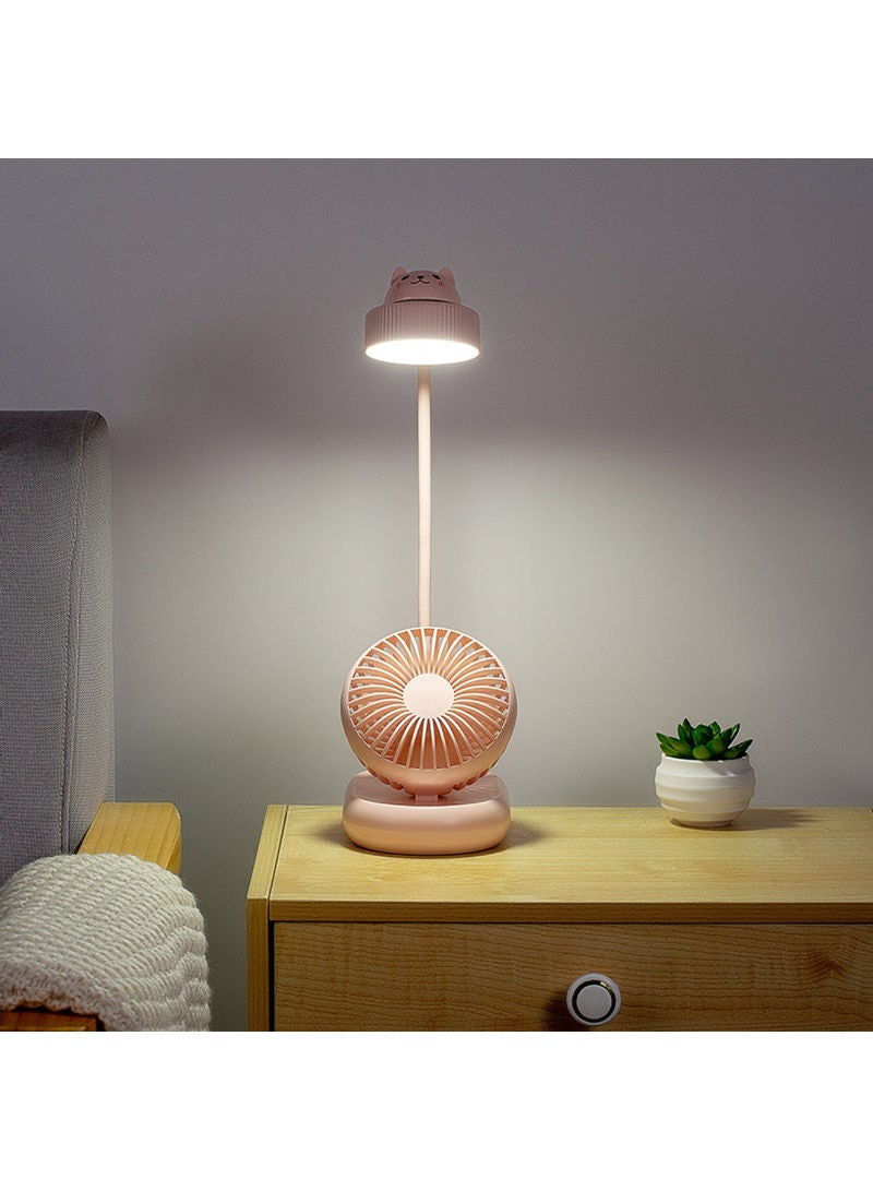 Loquat Multifunctional LED Fan Desk Lamp Pink 18.00x13.00x15.00cm - Image 1