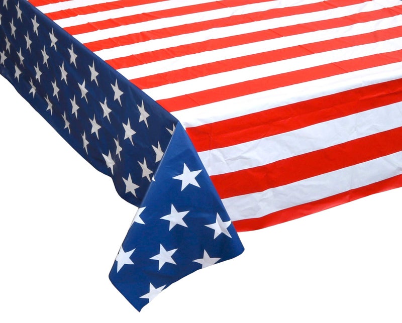 Iconikal July 4th Plastic Tablecloth Table Cover, American Flag, 54 x 108-Inch, 3 Pack - Image 2