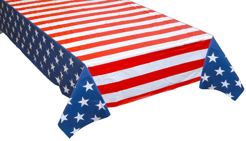 Iconikal July 4th Plastic Tablecloth Table Cover, American Flag, 54 x 108-Inch, 3 Pack - Image 1