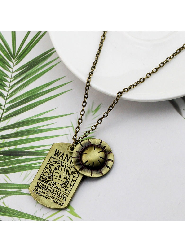 Anime One Piece Luffy Skeleton Pendant Necklace The Straw Hat Pirates Rope Chain Pendant Necklace for Men Boys Cap Cosplay for Boys Men