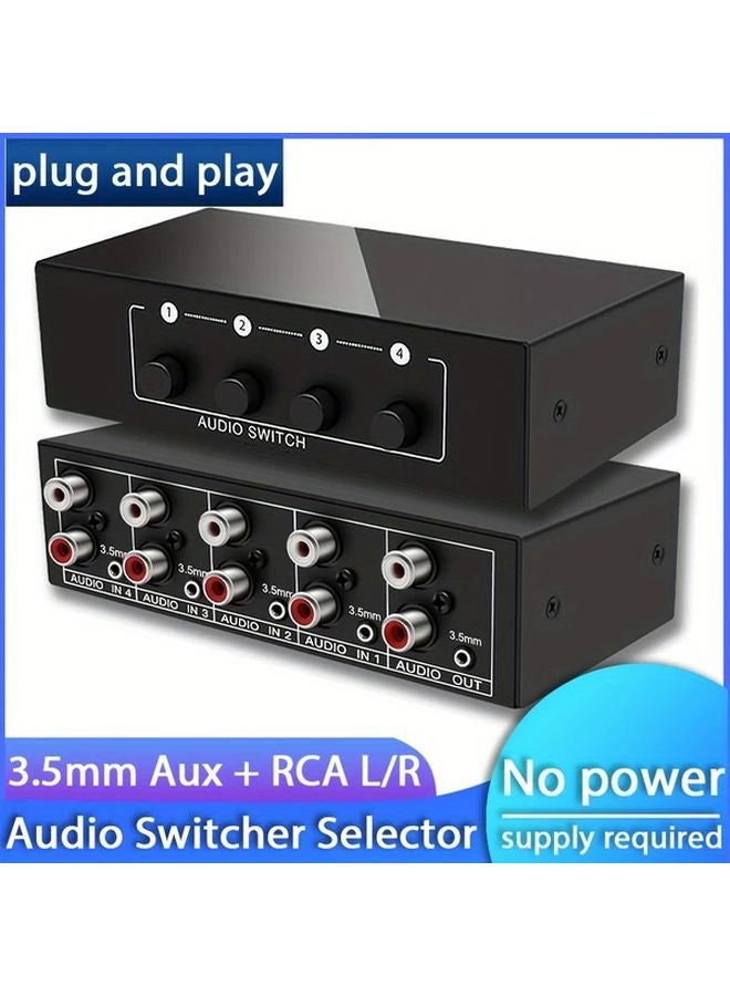 Upgraded 4 In 1 Audio Switcher Dual RCA Inputs 3.5mm Outputs Metal Switch Box - Image 2