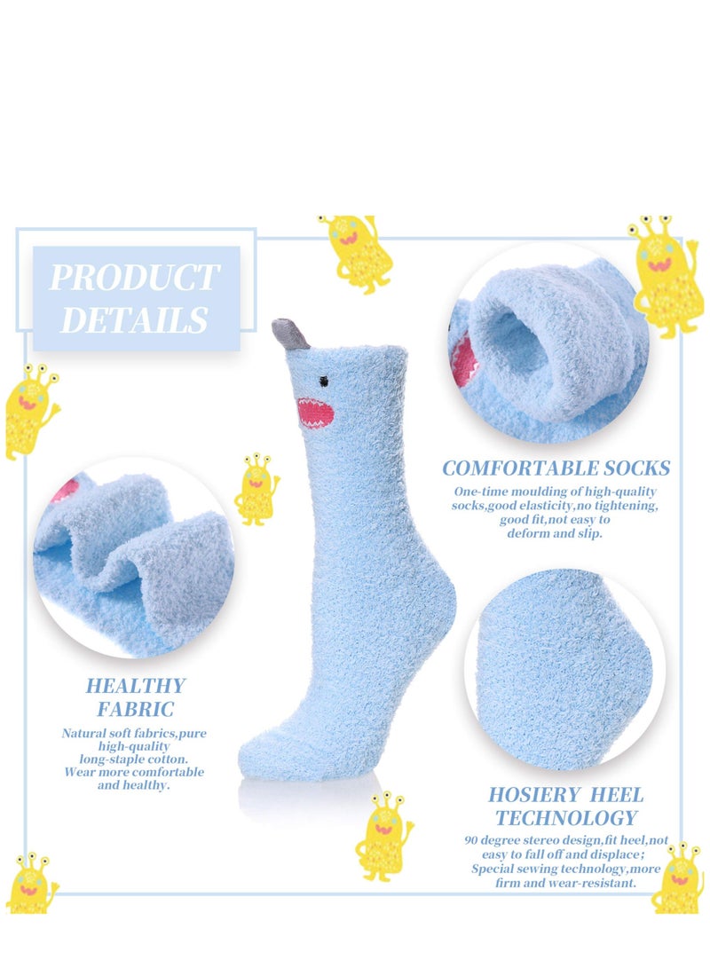 KASTWAVE Fuzzy Socks, Slipper Socks, 5 pairs Womens Soft Cute Funny Animal Designe Microfiber Slipper Socks Cozy Fuzzy Winter Warm Socks - Image 2