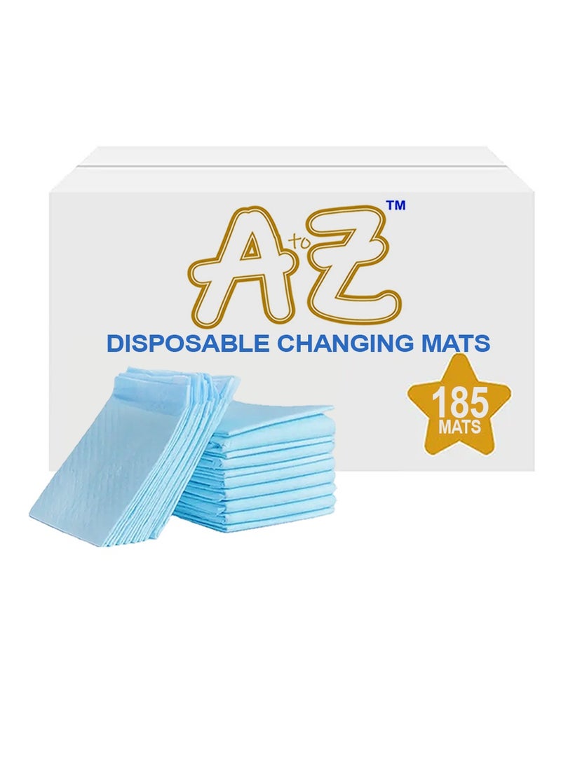 A TO Z A to Z - Disposable Changing Mat size (45cm x 60cm) Large- Premium Quality for Baby Soft Ultra Absorbent Waterproof - Pack of 185 - Blue  - Image 1