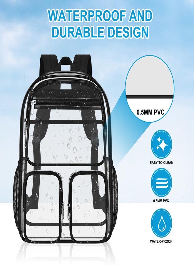 Busiuw Clear Backpack for School, Large Heavy Duty PVC Bookbag for Boys and Girls Women See Through Transparent Backpack (Black) - Image 5