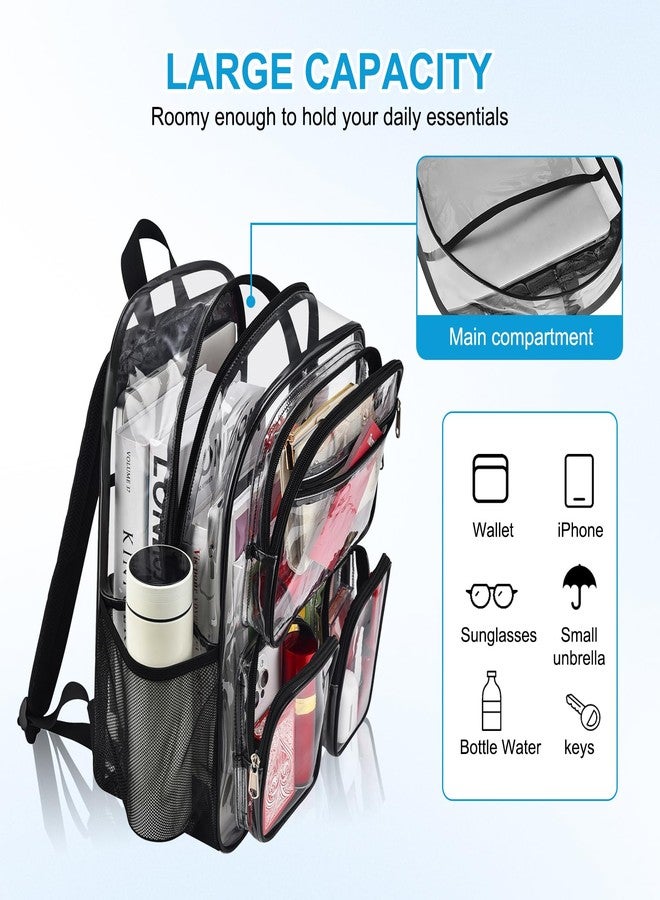 Busiuw Clear Backpack for School, Large Heavy Duty PVC Bookbag for Boys and Girls Women See Through Transparent Backpack (Black) - Image 4