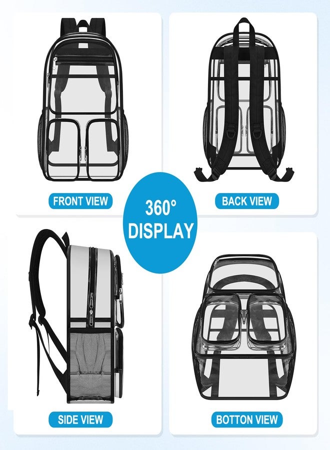 Busiuw Clear Backpack for School, Large Heavy Duty PVC Bookbag for Boys and Girls Women See Through Transparent Backpack (Black) - Image 3