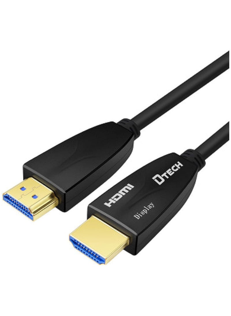 DTech DT-HF2050 50m Fiber Optic HDMI Cable – 4K@60Hz, 2K@144Hz, HDR, ARC, 18Gbps Ultra HD Video Transmission – AOC High-Speed HDMI 2.0 Cable for Long Distance (50 Meters, Black) - Image 1
