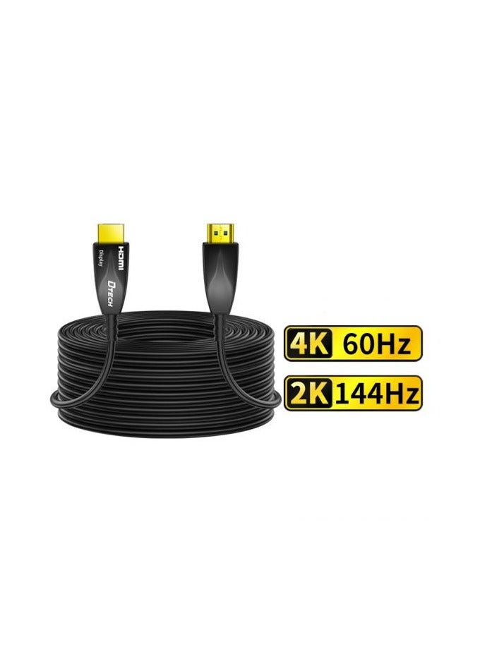 DTech DT-HF2050 50m Fiber Optic HDMI Cable – 4K@60Hz, 2K@144Hz, HDR, ARC, 18Gbps Ultra HD Video Transmission – AOC High-Speed HDMI 2.0 Cable for Long Distance (50 Meters, Black) - Image 4