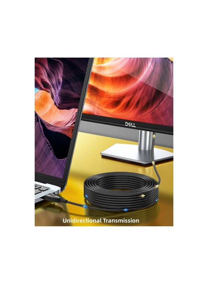 DTech DT-HF2050 50m Fiber Optic HDMI Cable – 4K@60Hz, 2K@144Hz, HDR, ARC, 18Gbps Ultra HD Video Transmission – AOC High-Speed HDMI 2.0 Cable for Long Distance (50 Meters, Black) - Image 5