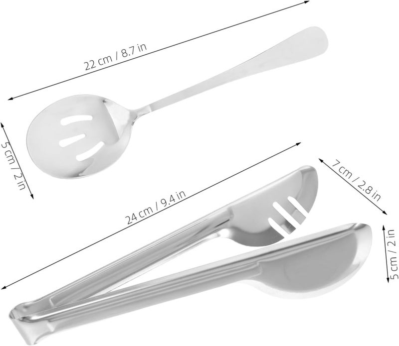 18pcs Stainless Steel Serving Utensils Set Complete Collection of Serving Spoons Slotted Spoons and Tongs for Buffets Weddings and Events Kitchen Tools for Dining and Catering - Image 2