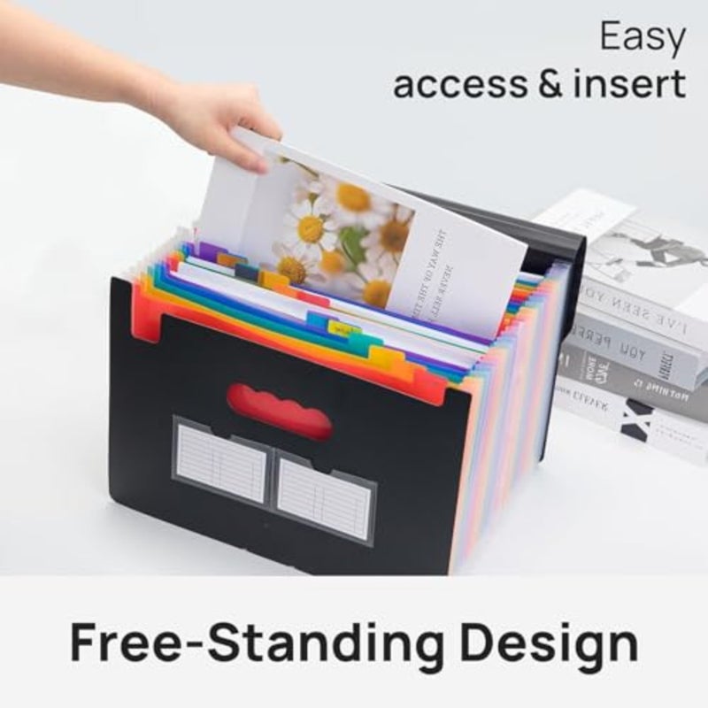 Expanding File Folder Organiser 24 Pocket File Folder Organizer A4 Filing Folders Business Document Accordion File Storage Bag with Divider Tabs Office Paper File Storage Organizer School - Image 5