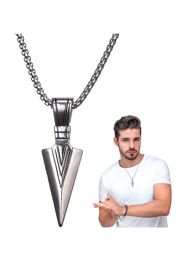 Men Titanium Steel Stainless Steel Chain Necklace, Arrowhead Design, Simplistic and Delicate Appearance, Perfect Jewelry With Masculine Charm, Suitable For Party Working Holiday and Daily Wearing  - Image 1