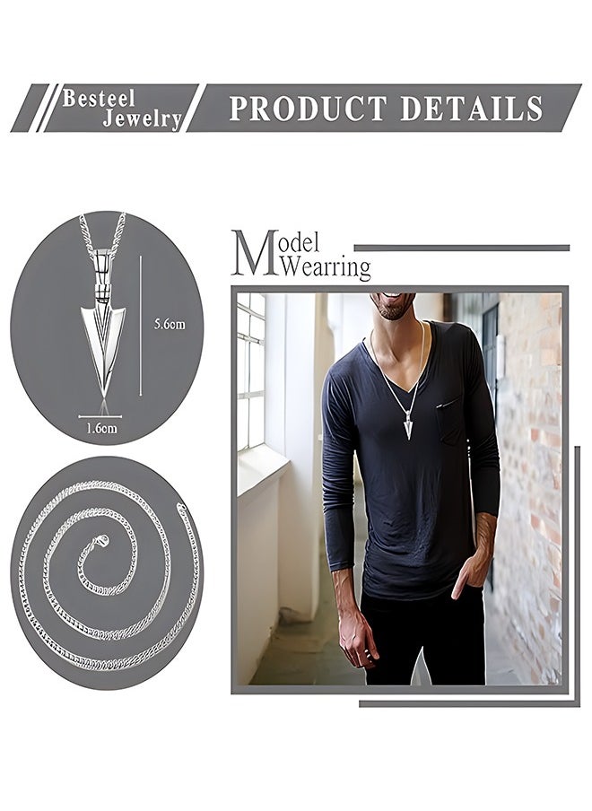 Men Titanium Steel Stainless Steel Chain Necklace, Arrowhead Design, Simplistic and Delicate Appearance, Perfect Jewelry With Masculine Charm, Suitable For Party Working Holiday and Daily Wearing  - Image 3