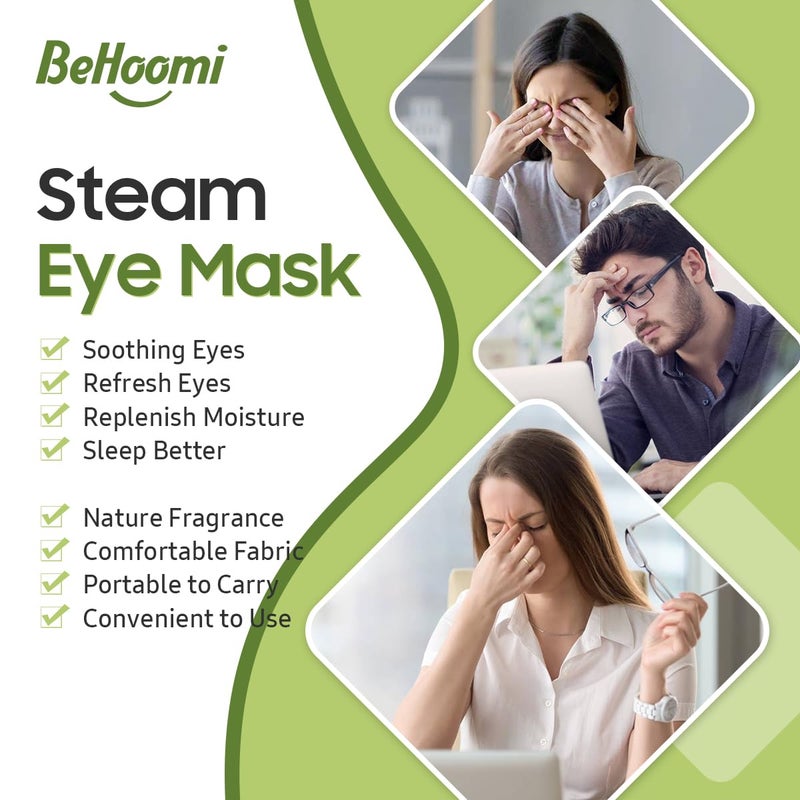 BeHoomi 30Packs Steam Eye Mask, Heated Eye Mask Warm Compress for Eyes, Self Heating Disposable Steam Mask for Home Sleep, Spa, Travel Essentials & Relaxation Gifts, Stocking Stuffers (Green Tea) - Image 3