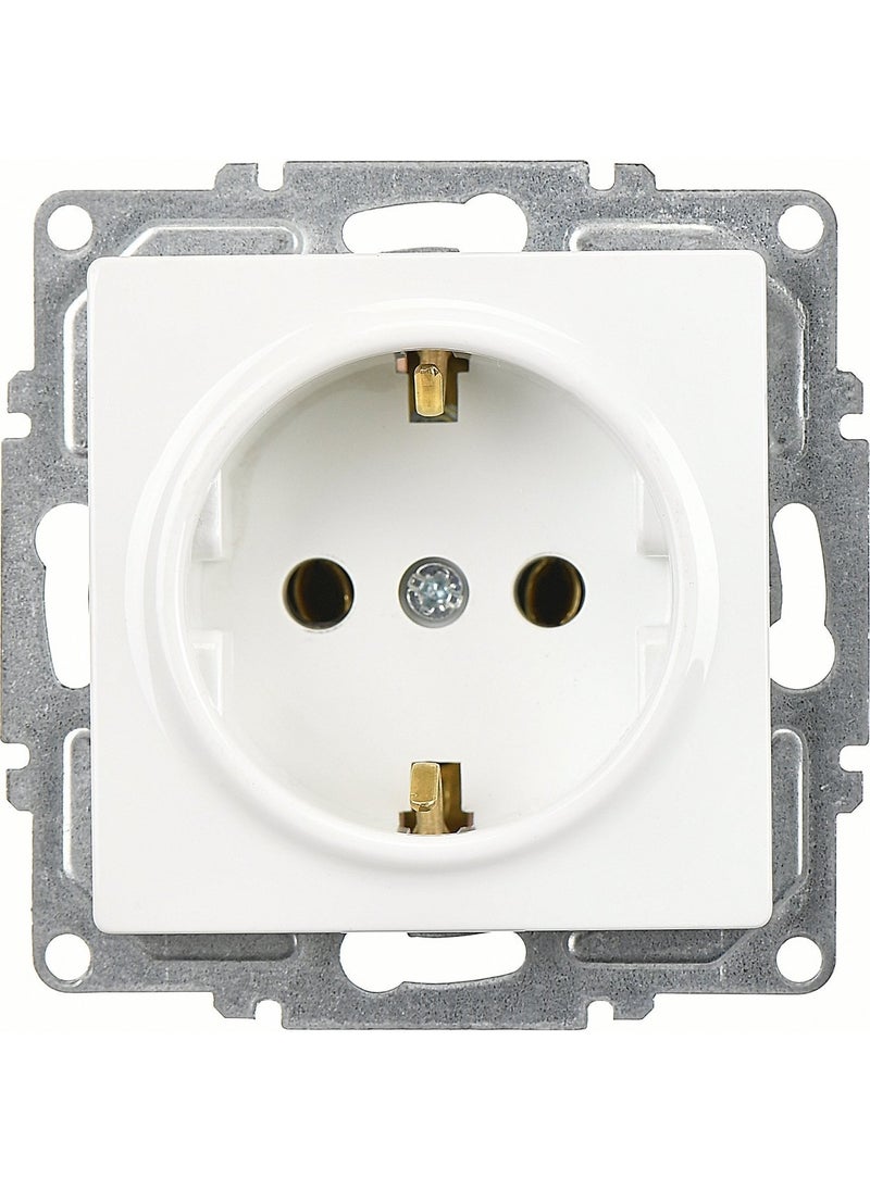 Günsan Elektrik Visage White Grounded Socket, Mechanical - Frameless 12 Pcs 