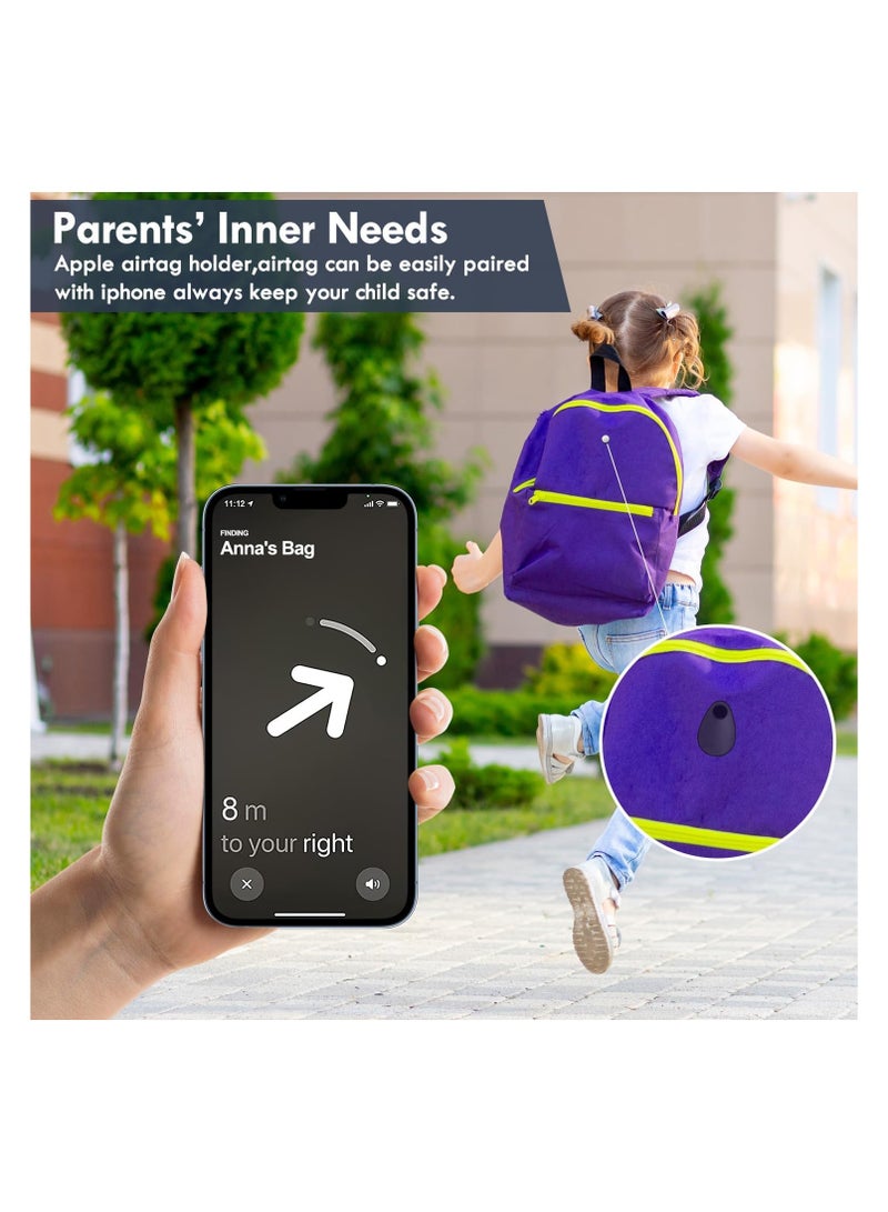 SOLARAE 2-Pack Airtag Holder for Kids, Hidden Silicone Case with Pins, Wear-Resistant and Anti-Removal Design, Ideal for Children, Elderly, Pets, Backpacks, and Luggage (White & Black) - Image 3