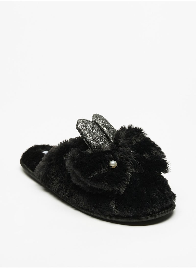 Flora Bella By Shoexpress - Womens Pearl Embellished Bedroom Slides with Ear Applique - Image 1