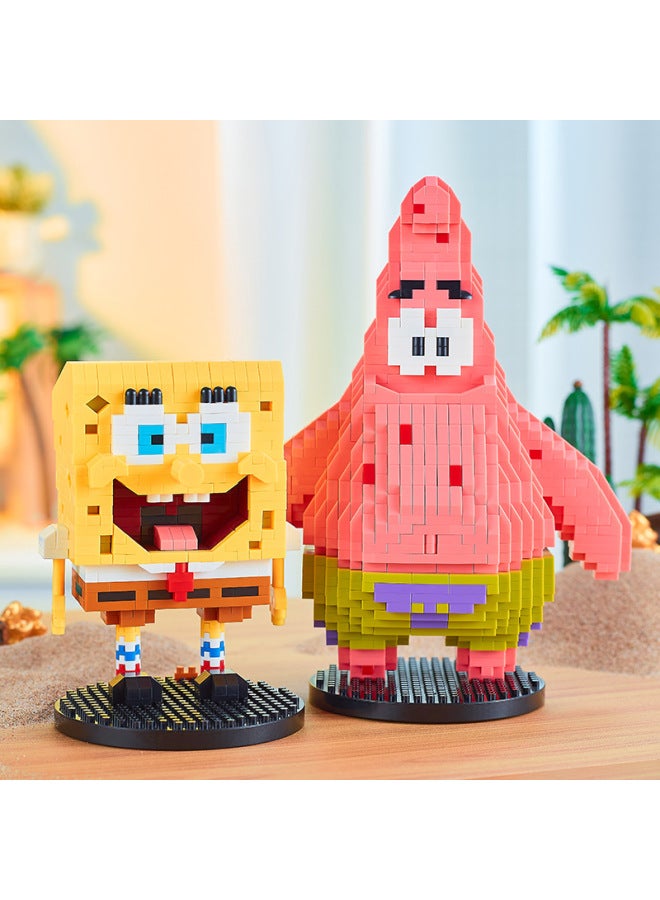 Spongebob Cartoon Doll Diy Micro Diamond Assembled Building Block Toys Female Birthday Gift Holiday - Image 3