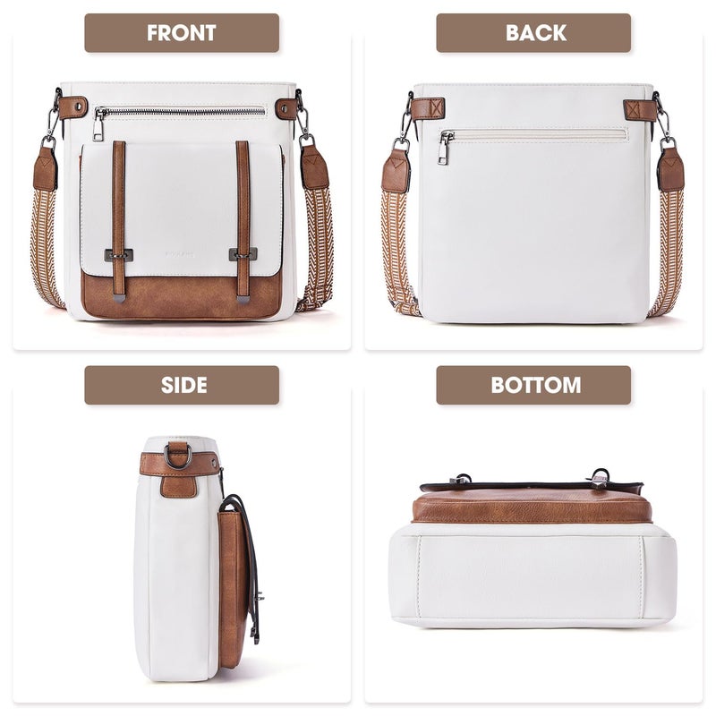 Roulens Crossbody Bags for Women,Multi Pocket Crossbody Purses Soft Leather Shoulder Handbags Travel Purse Adjustable Strap - Image 5