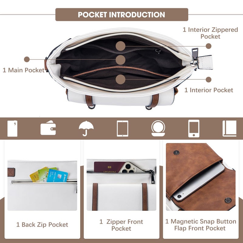 Roulens Crossbody Bags for Women,Multi Pocket Crossbody Purses Soft Leather Shoulder Handbags Travel Purse Adjustable Strap - Image 3