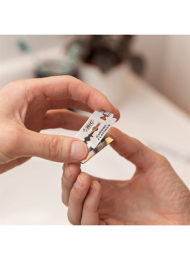 Bic شفرة حلاقة أمان مزدوجة الحافة بلاتينية كروم قابلة للتصرف بشفرات فردية (100 عبوة) - Image 4