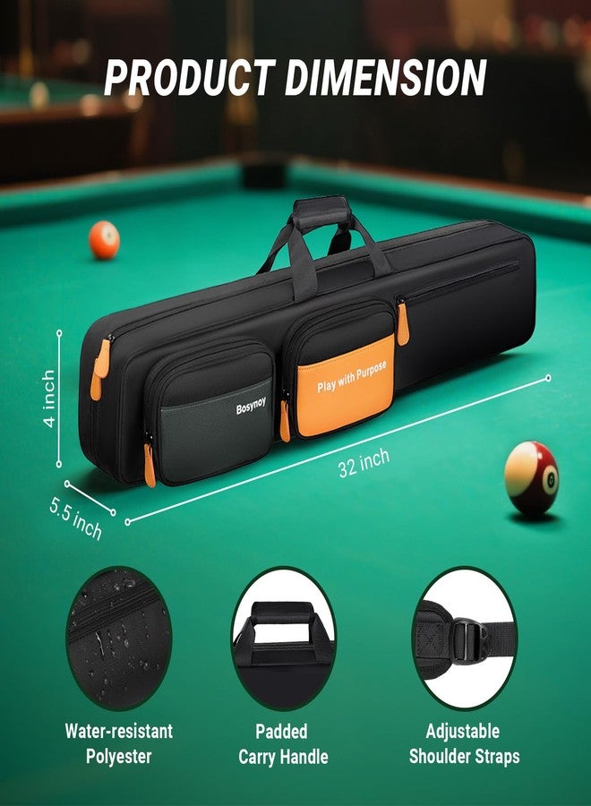 Bosynoy Pool Cue Case 3x3, Pool Stick Case Soft Padded Cue Case Holds 3 Butts and 3 Shafts, Soft Pool Cue Bag with Shoulder Strap Handle, Billiard Cue Cases with Multi-pocket for Accessories, Black - Image 5