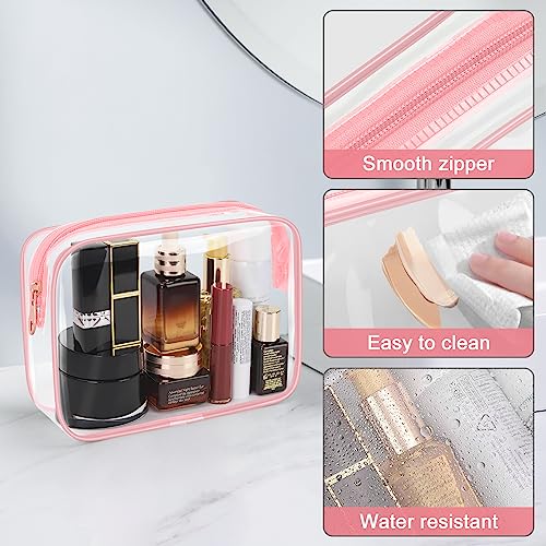Wedama TSA Approved Toiletry Bag, Cosmetic Bags 4 Pack with Zipper Carry on Airline Airport Travel Accessories, PVC Makeup Bags for Travel, Quart Size Travel Bags for Men and Women-Pink - Image 5