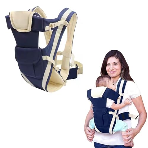 Safe-O-Kid 4 in 1 Position Baby Carrier, Front Inward Facing, Soft & Comfortable for All-Day Wear, Adjustable Cotton Material - Blue Upto 15 kg - Image 1