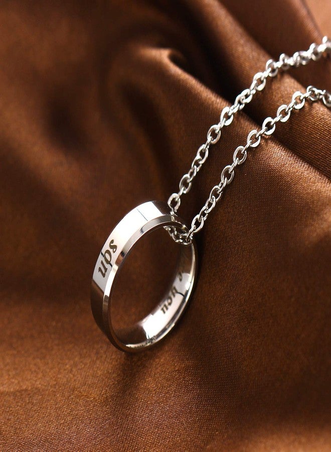 YEEQIN Mom Dad Daughter Son I Love You Ring Pendant Necklace Gifts For Family Member Ring Necklace (Son) - Image 3