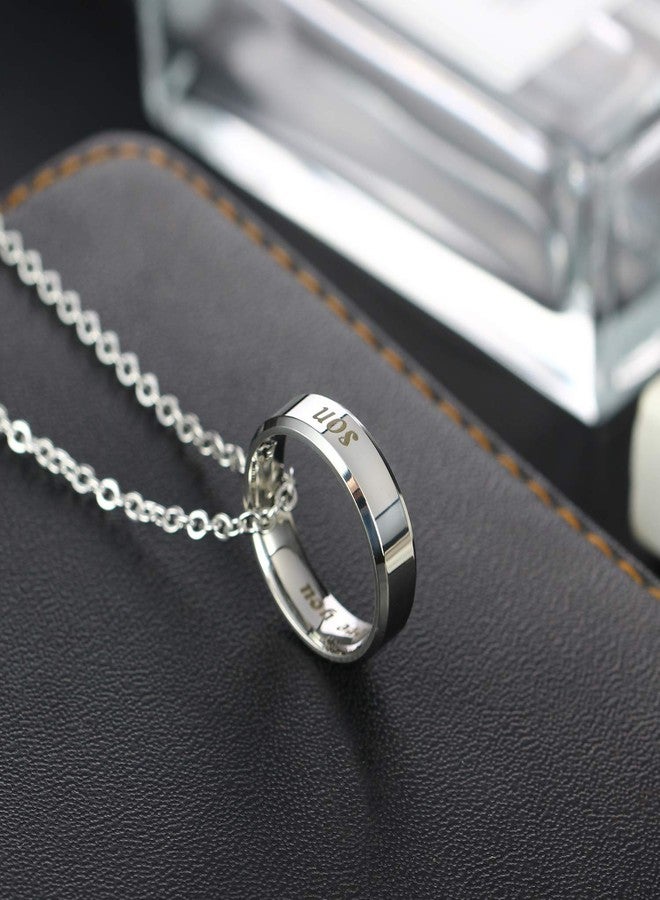 YEEQIN Mom Dad Daughter Son I Love You Ring Pendant Necklace Gifts For Family Member Ring Necklace (Son) - Image 4