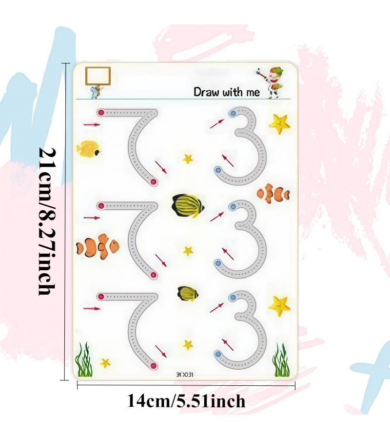 KAOSZ 01 Model 32 Page Erasable Writing Practice Book with 2 Pens for Numbers Letters Drawing Tracing Homeschool Learning - Image 3