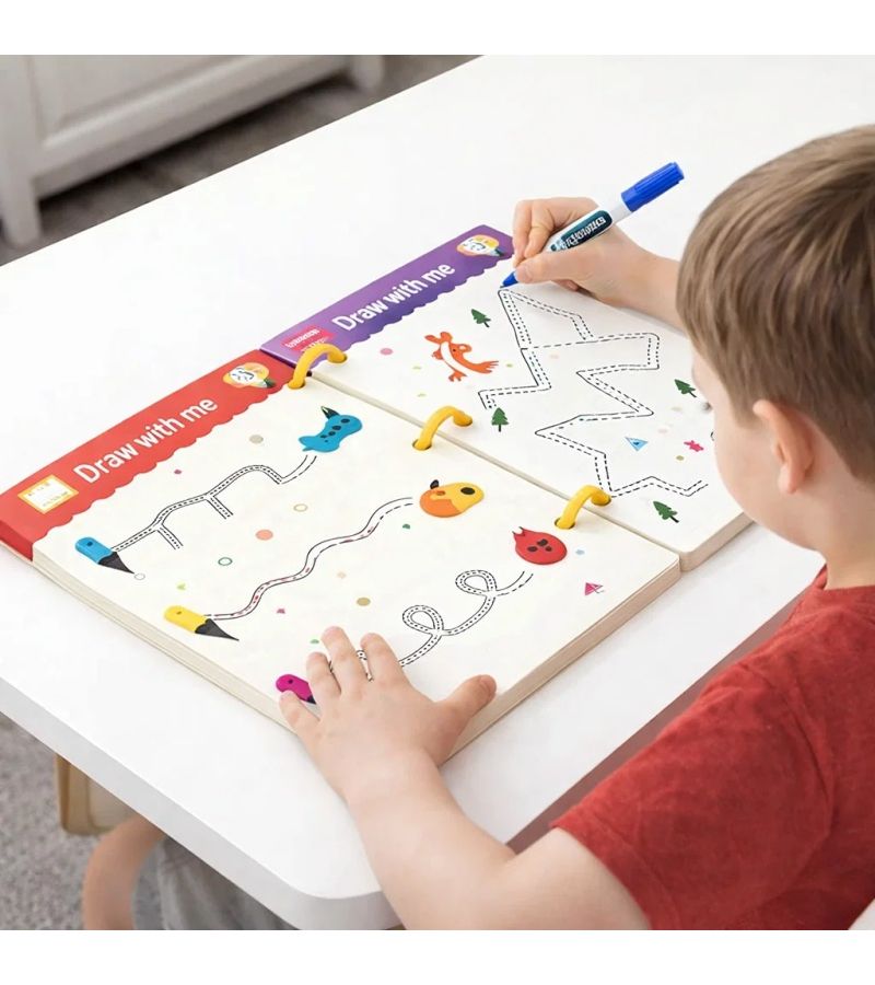 KAOSZ 01 Model 32 Page Erasable Writing Practice Book with 2 Pens for Numbers Letters Drawing Tracing Homeschool Learning - Image 2