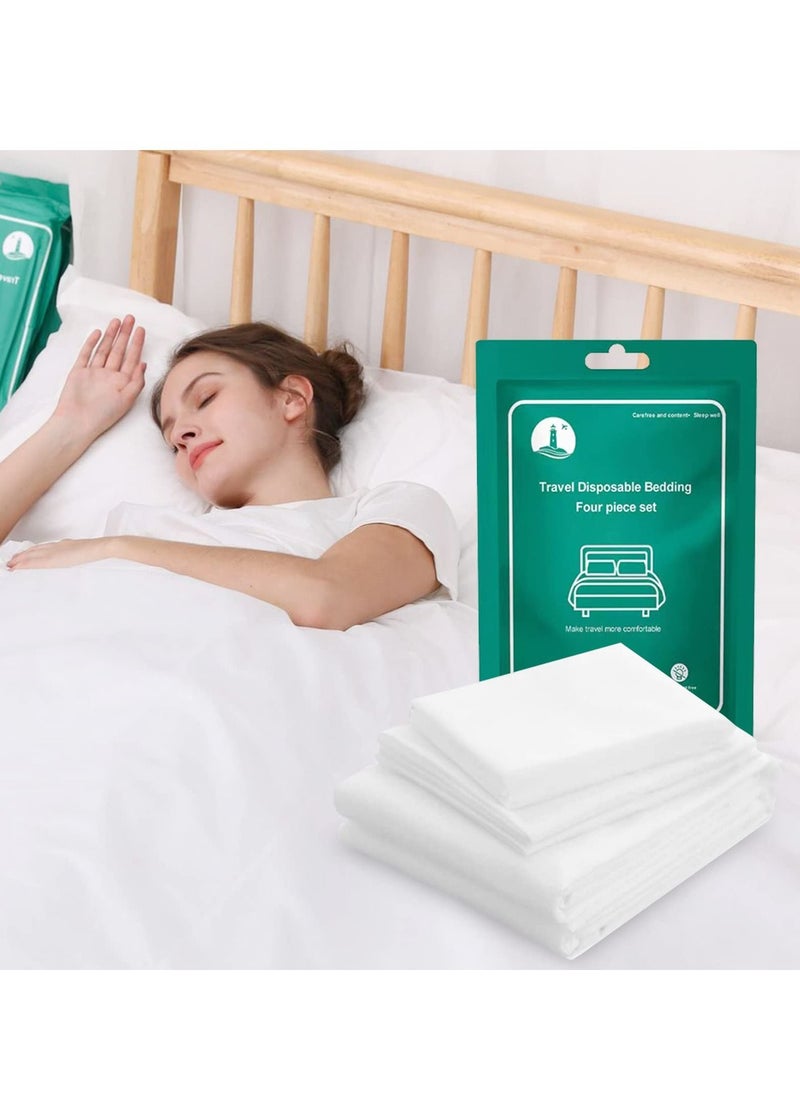 Y&D Disposable Bed Sheets Travel for Hotel Bedding Cover Portable Sheet with 1Quilt Cover, 1 and 2 Pillowcase Business Trip Spa Hotel(4PCS a Set )  - Image 1