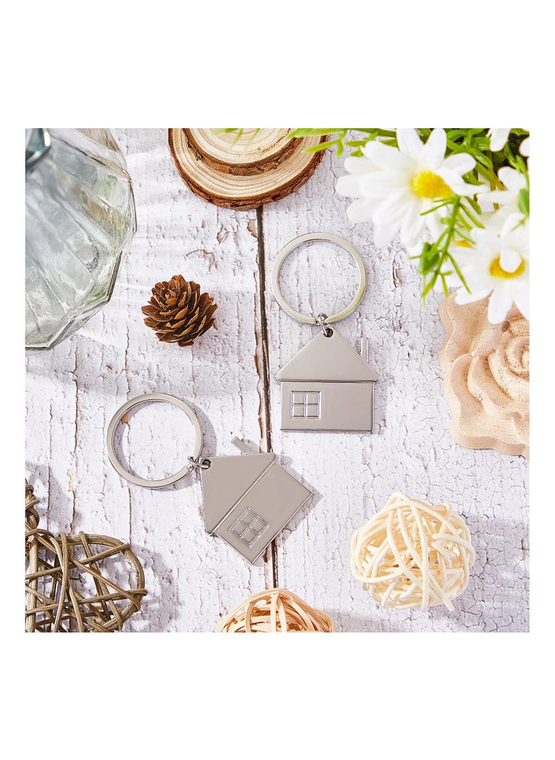 SYOSI - 15 Pcs Stainless Steel Charm Keychain, Small House Shaped Pendant Keychain Bag Hanging Fashion Charm Gifts Jewelry, Cute Cartoon House with Window Key Charm Metal Keyring Gift - Image 1