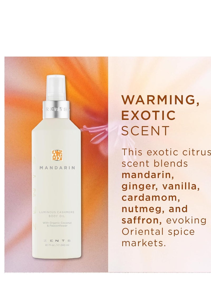 Zents Luminous Cashmere Body Oil (Mandarin Fragrance) | Moisturizing Body Oil with Vitamin E & Organic Coconut Oil | Softens & Smooths Skin | 8 fl oz - Image 2