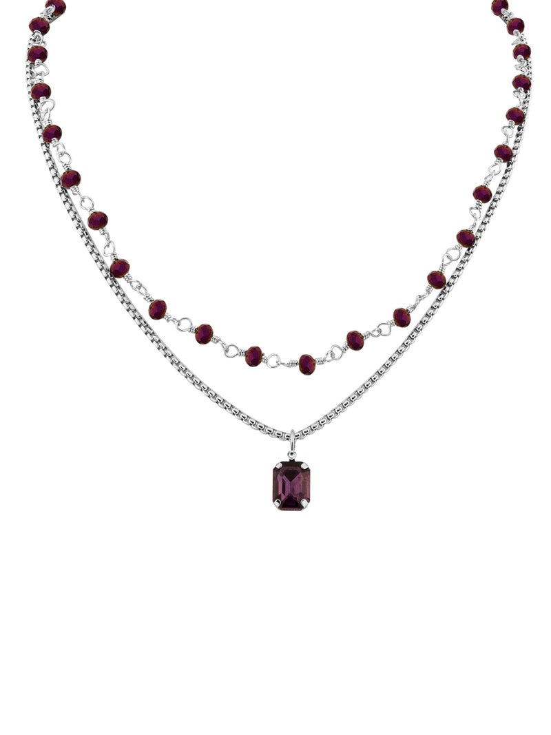 Sacina Gothic Boho Purple Crystal Necklace, Layered Necklace, Gothic Choker, Christmas Jewelry Gift For Women - Image 1