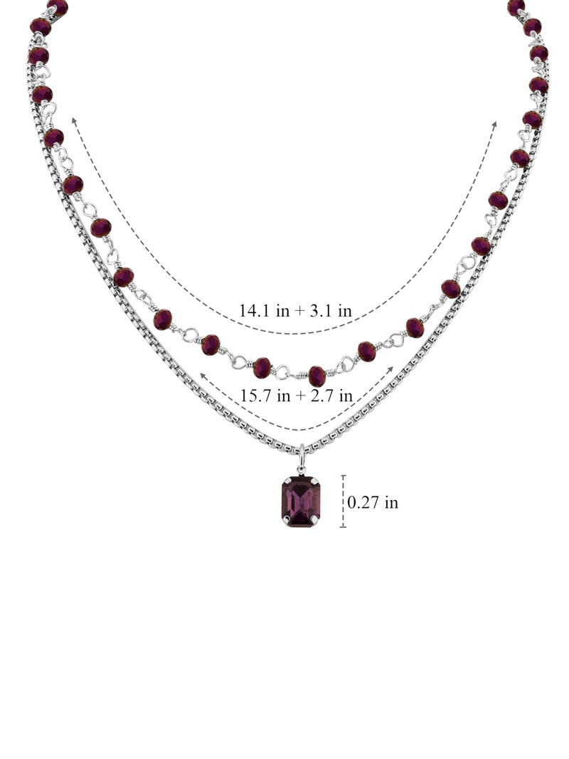 Sacina Gothic Boho Purple Crystal Necklace, Layered Necklace, Gothic Choker, Christmas Jewelry Gift For Women - Image 5