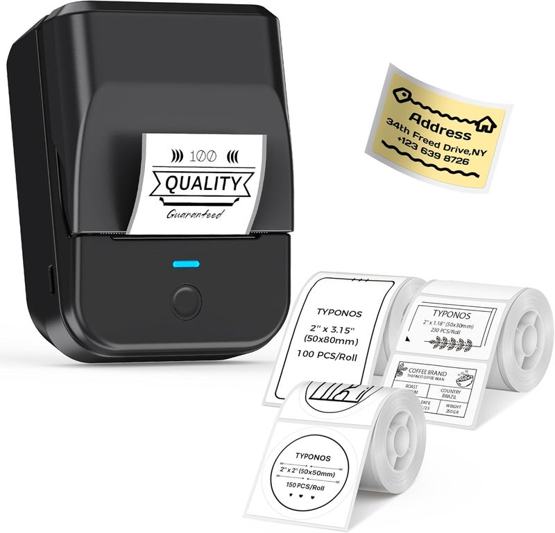 PM240 Label Maker Machine with 3 Tapes, 2" Portable Thermal Label Printer for Phone & PC, Bluetooth Label Maker with Multiple Templates for Small Business, Office, Home, School, Set 2 - Image 1