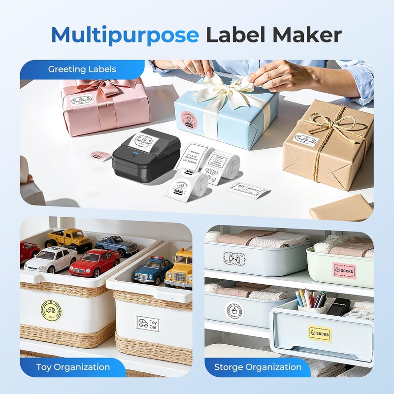 PM240 Label Maker Machine with 3 Tapes, 2" Portable Thermal Label Printer for Phone & PC, Bluetooth Label Maker with Multiple Templates for Small Business, Office, Home, School, Set 2 - Image 5