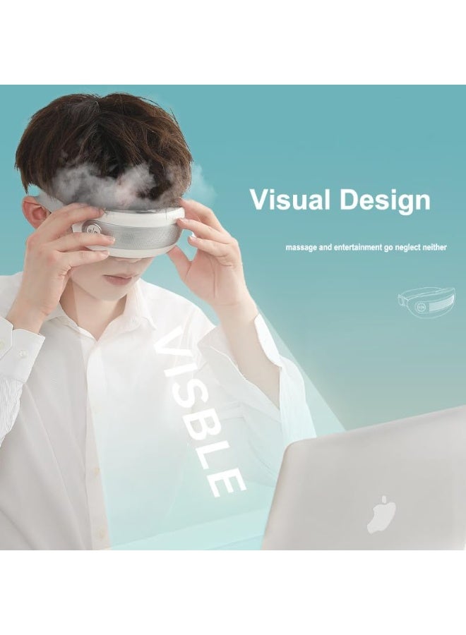 أوزون جهاز تدليك العين الذكي بالبخار من أوزون مع الحرارة، قناع عين ساخن مع موسيقى بلوتوث، لاسترخاء العينين وتخفيف إجهاد العين وجفاف العينين، هدية محمولة للأصدقاء والأم والأب - Image 4