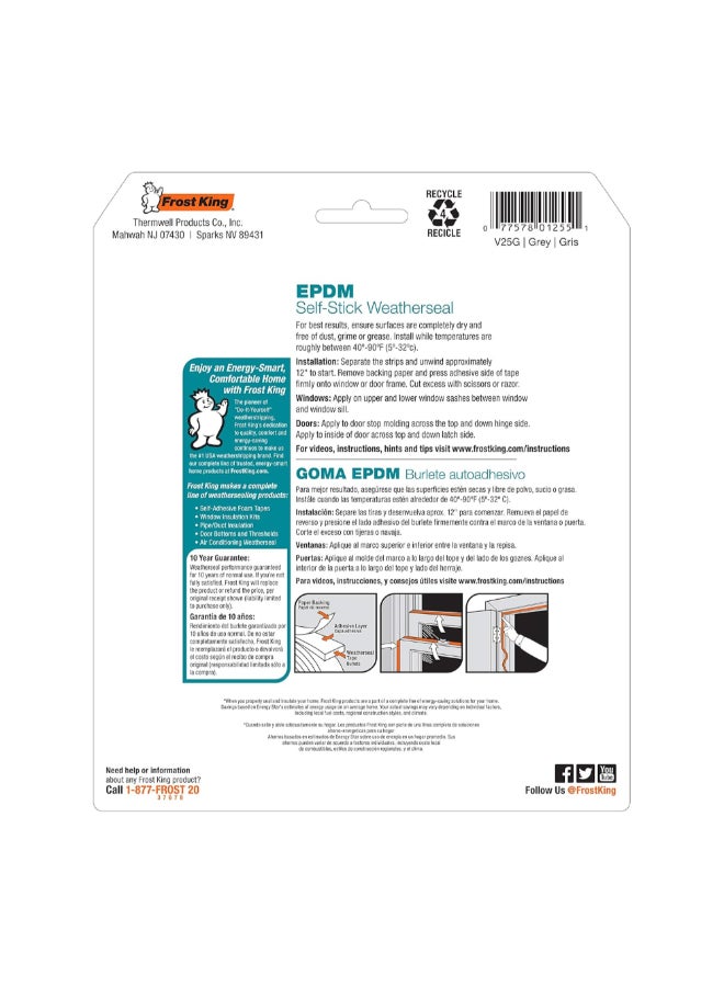 Frost King EPDM D-Profile Self-Stick Weatherseal Grey 5/16 Inch x 17 ft V25GA - Image 5