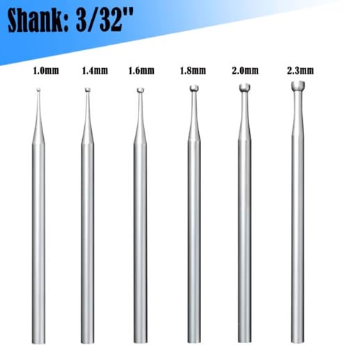 LUO KE 𝐋𝐮𝐨 𝐤𝐞 6 Pcs Round Cup Burr - 3/32'' Shank Jewelry Making Burs Wire Rounding Bits Wire Rounder for Lapidary 010-023 - Image 2
