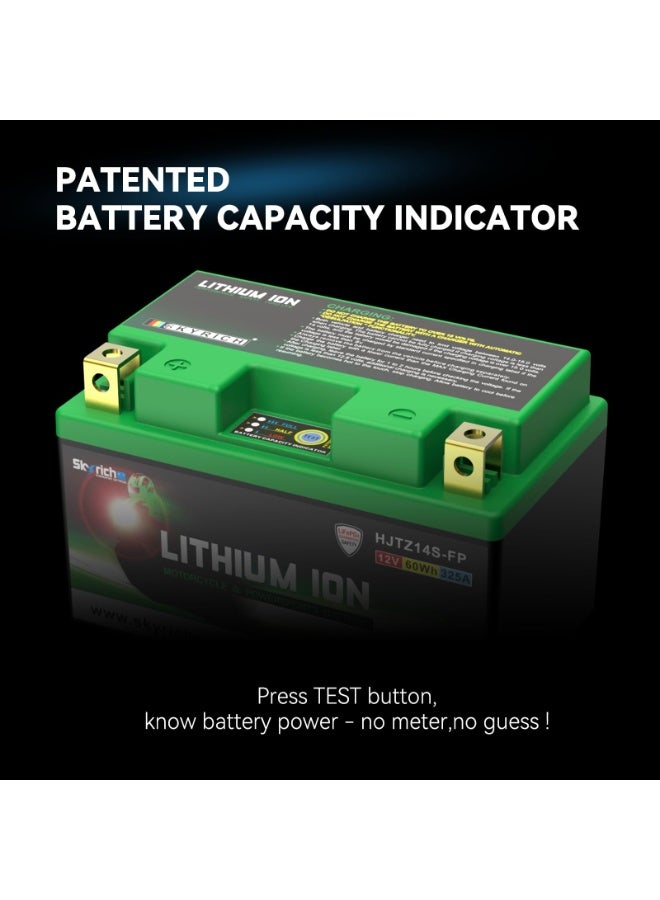 Skyrich HJTZ14S-FP 12V 4.5Ah LiFePO4 Lithium Motorcycle Starter Battery 325A CCA Lightweight Maintenance Free Fast Charging with Battery Capacity Indicator - Image 5