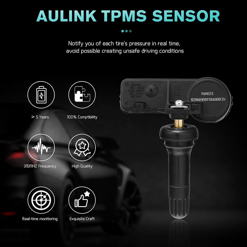 AULINK مستشعر نظام مراقبة ضغط الإطارات (TPMS) من لسيارات شيفي أفيو وكامارو وكروز وإكوينوكس وHHR وإمبالا وماليبو وسيلفرادو وترافيرس وتاهو وإكسبرس، وجي إم سي وكاديلاك وبويك (13586335 315MHZ TPMS) - Image 2