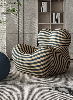 Merry Moments Modern Chair Sofa Chair Modern Lazy Chair Upholstered Armchair Lounge Chair Beauty Salon Sofa for Bedroom Living Dining Retail Minimalist Blue Stripes H85xW93xL103cm (Without Ottoman)  - Image 2