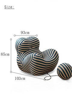 Merry Moments Modern Chair Sofa Chair Modern Lazy Chair Upholstered Armchair Lounge Chair Beauty Salon Sofa for Bedroom Living Dining Retail Minimalist Blue Stripes H85xW93xL103cm (Without Ottoman)  - Image 3